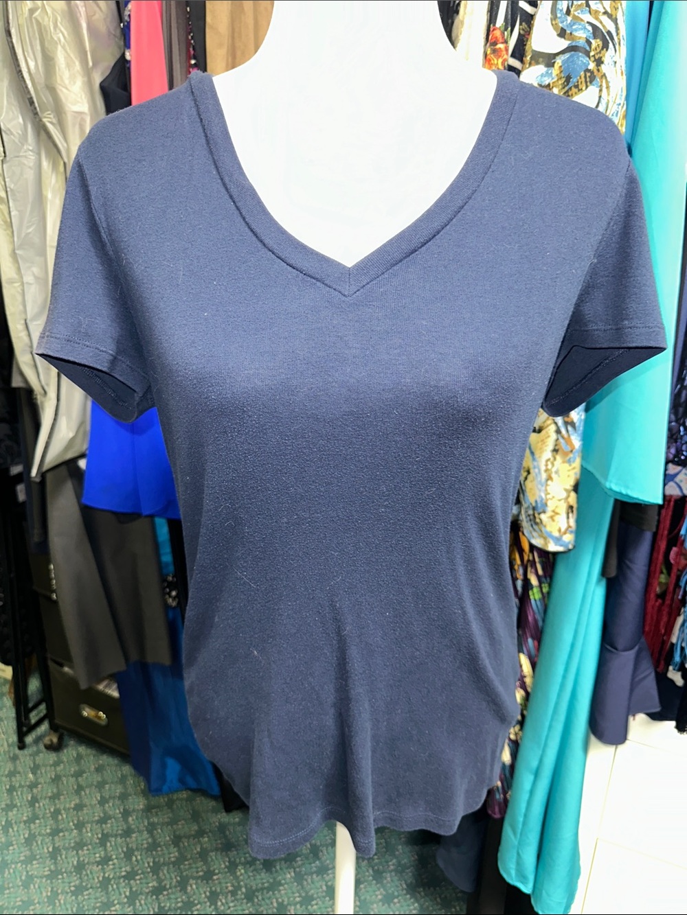 Old Navy Navy V-Neck Short Sleeve Tee